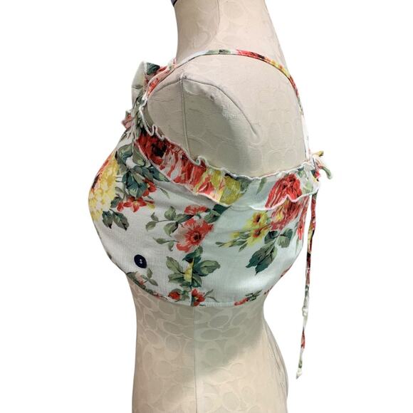 Small Abercrombie & Fitch Womens New Crop Top Peasant Floral - Picture 4 of 9